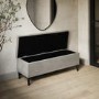 Beige Velvet Ottoman Hallway Bench with Storage - Amara