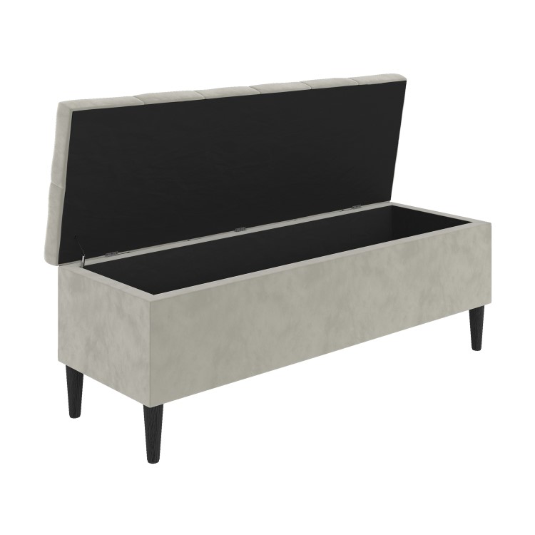 Beige Velvet Ottoman Hallway Bench with Storage - Amara