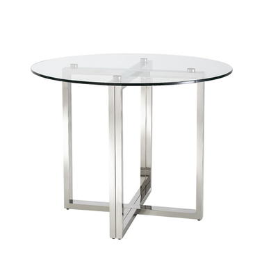 Round Glass Dining Table Set with 4 Grey Velvet Dining Chairs - Seats 4 - Alana Boutique
