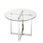 Round Glass Dining Table Set with 4 Grey Velvet Dining Chairs - Seats 4 - Alana Boutique