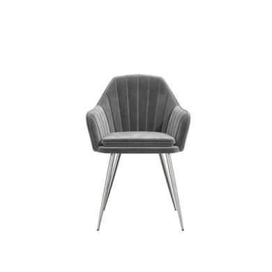 Round Glass Dining Table Set with 4 Grey Velvet Dining Chairs - Seats 4 - Alana Boutique