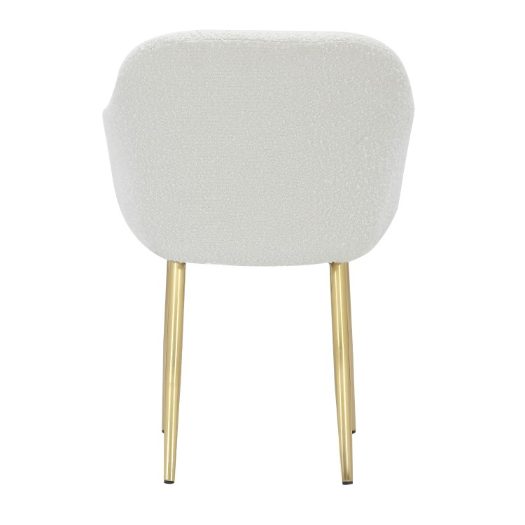 Round Glass Table & 4 Cream Boucle Dining Chairs with Brass legs - Alana Boutique