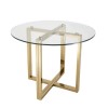 Round Glass Table &amp; 4 Cream Boucle Dining Chairs with Brass legs - Alana Boutique