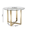 Round Glass Table with Gold Legs &amp; 4 Navy Velvet Swivel Dining Chairs - Alana Boutique