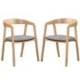 Set of 2 Solid Oak Carver Dining Chair with Fabric Seat - Anders