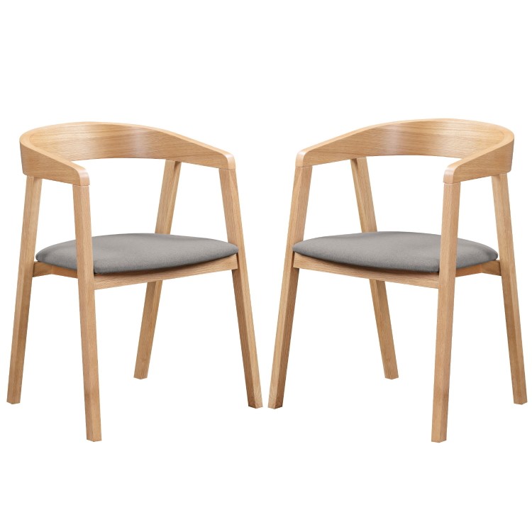 Set of 2 Solid Oak Carver Dining Chair with Fabric Seat - Anders