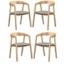 Set of 4 Solid Oak Carver Dining Chairs with Fabric Seat - Anders
