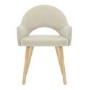 Rectangle Oak Dining Table with 4 Beige Fabric Dining Chairs - Anders