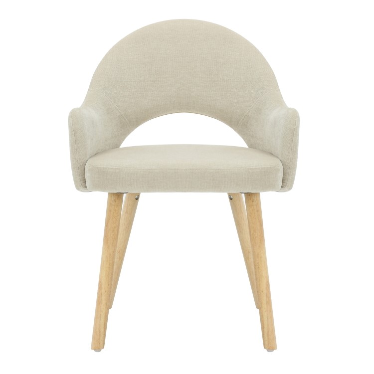 Rectangle Oak Dining Table with 4 Beige Fabric Dining Chairs - Anders