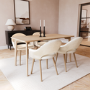 Rectangle Oak Dining Table with 4 Beige Fabric Dining Chairs - Anders