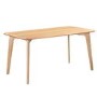 Rectangle Oak Dining Table with 4 Beige Fabric Dining Chairs - Anders