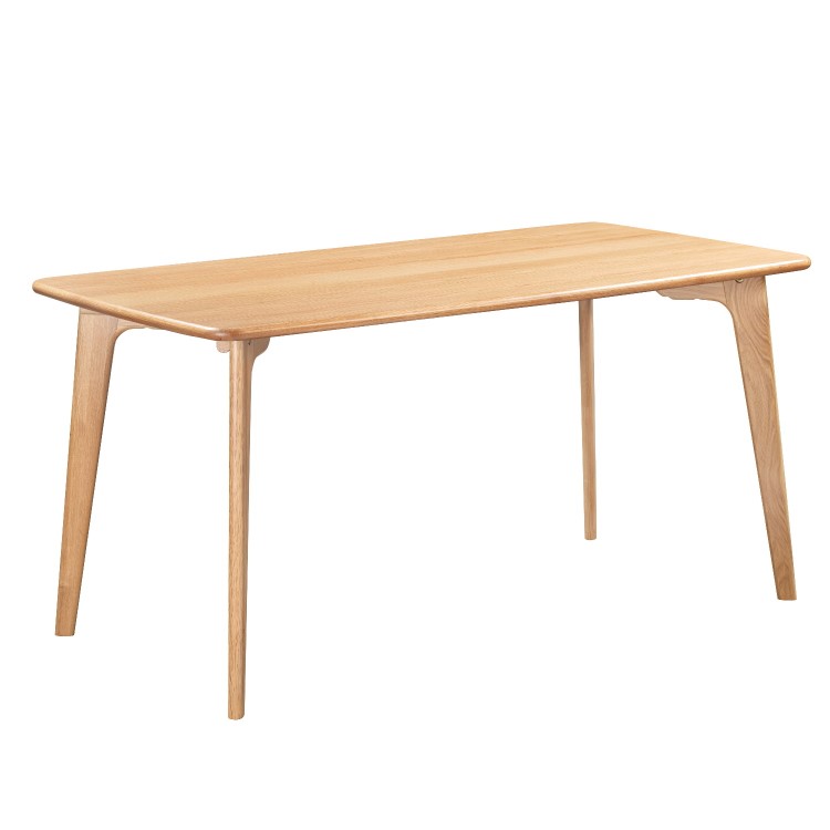 Rectangle Oak Dining Table with 4 Beige Fabric Dining Chairs - Anders