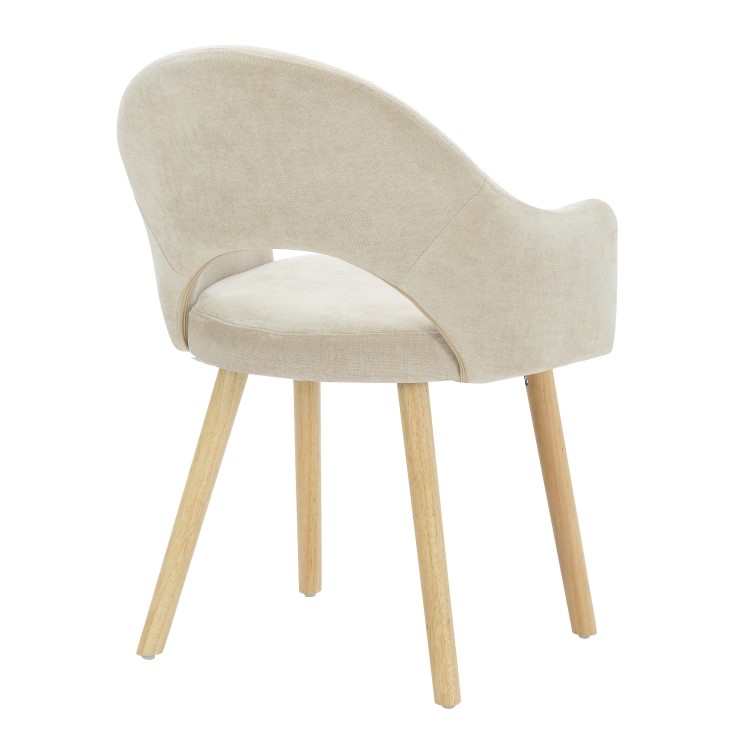 Rectangle Oak Dining Table with 4 Beige Fabric Dining Chairs - Anders