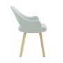 Rectangle Oak Dining Table with 4 Blue Herringbone Fabric Dining Chair - Anders