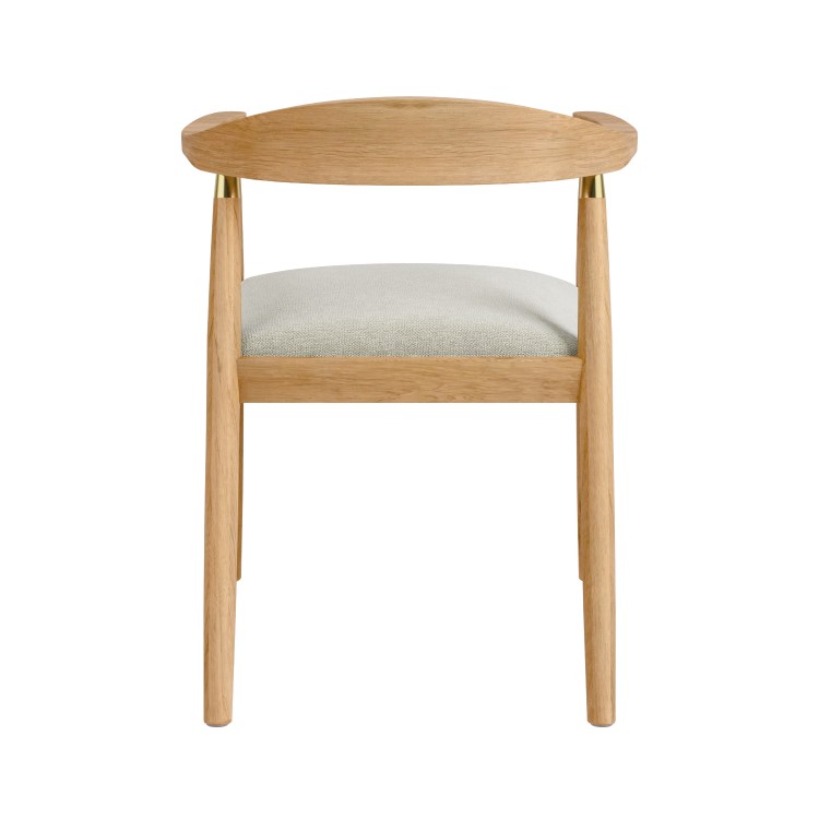 Set of 2 Brass Detail Oak Carver Dining Chairs - Anders