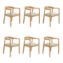 Set of 6 Brass Detail Oak Carver Dining Chairs - Anders