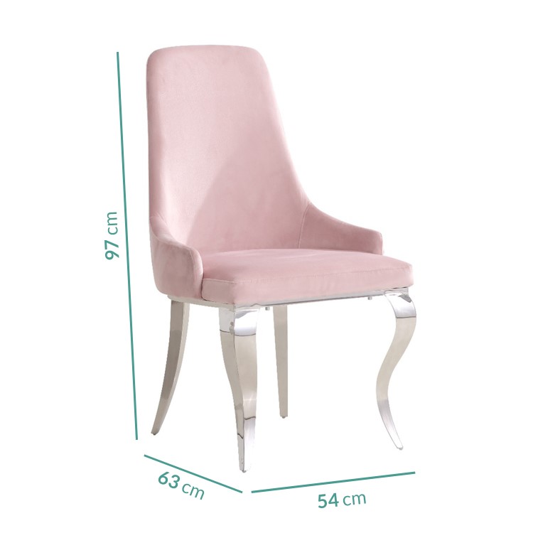 Mirrored 160cm Dining Table Set with White Glass Top & 6 Pink Velvet Chairs