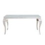Mirrored 160cm Dining Table Set with White Glass Top & 6 Pink Velvet Chairs