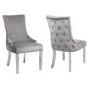 Angelica Mirrored Dining Table with 6 Dining Chairs in Grey Velvet