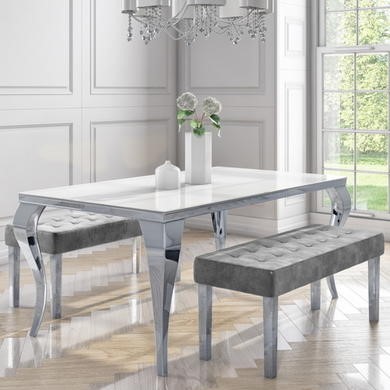 Jade Boutique Mirrored Dining Table With 2 Grey Velvet Benches Itdirect Ie Jade Boutique Mirrored Dining Table, Narrow Mirrored Console Table With Diamond Gems Jade Boutique