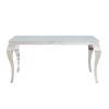White and Mirrored Dining Table with 4 Grey Velvet Knocker Back Dining Chairs - Jade Boutique