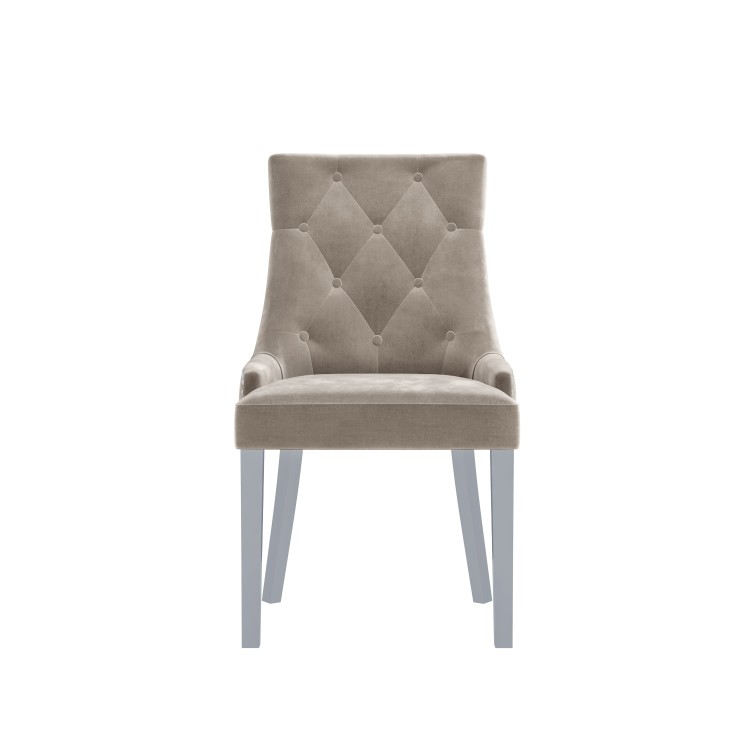 White and  Mirrored Dining Table with 4 Mink Velvet Knocker Back Dining Chairs and Bench - Jade Boutique