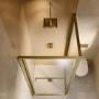 800x800mm Brushed Brass Square Sliding In-Fold Shower Enclosure 6mm Glass - Apollo