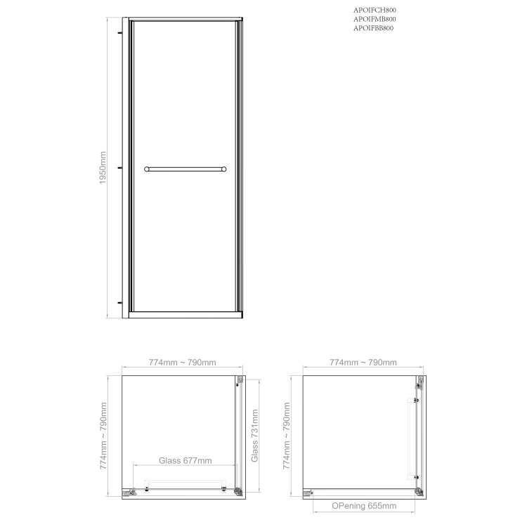800x800mm Brushed Brass Square In-Fold Sliding Shower Enclosure 6mm Glass - Apollo