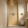 ONLY OPENED - 900x900mm Brushed Brass Square Sliding In-Fold Shower Enclosure 6mm Glass - Apollo