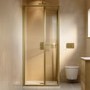 ONLY OPENED - 900x900mm Brushed Brass Square Sliding In-Fold Shower Enclosure 6mm Glass - Apollo