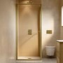 ONLY OPENED - 900x900mm Brushed Brass Square Sliding In-Fold Shower Enclosure 6mm Glass - Apollo