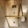 ONLY OPENED - 900x900mm Brushed Brass Square Sliding In-Fold Shower Enclosure 6mm Glass - Apollo