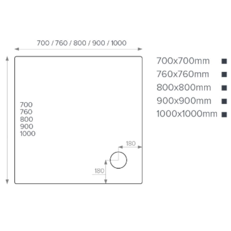 GRADE A1 - 800x800mm Square Shower Tray 45mm - White Acrylic Stone Resin - Pearl