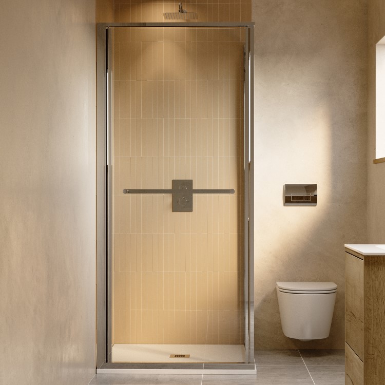 800x800mm Chrome In-Fold Sliding Shower Enclosure 6mm Glass - Apollo