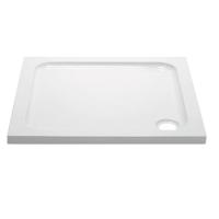 ALMOST PERFECT - 800mm Non Slip White Stone Resin Square Shower Tray - Pearl