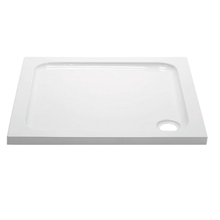 ALMOST PERFECT - 800mm Non Slip White Stone Resin Square Shower Tray - Pearl
