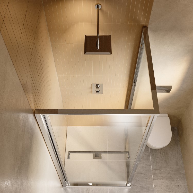 800x800mm Chrome In-Fold Sliding Shower Enclosure 6mm Glass - Apollo