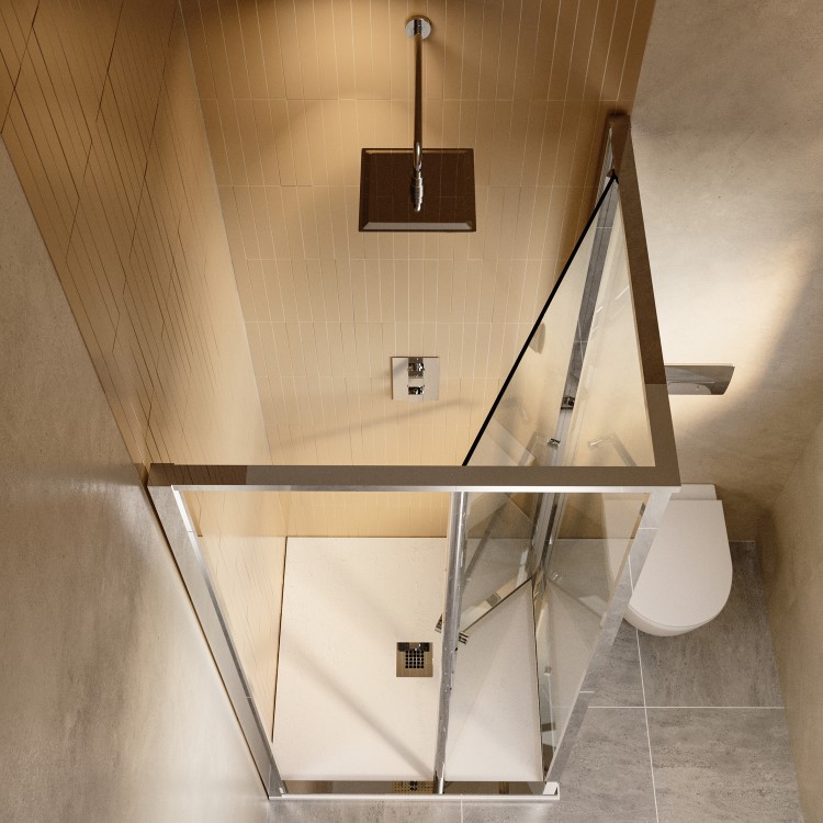 800x800mm Chrome In-Fold Sliding Shower Enclosure 6mm Glass - Apollo