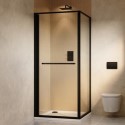 BUN/APOIFMB800/97147 800x800mm Black In-Fold Sliding Shower Enclosure 6mm Glass - Apollo