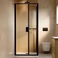 800x800mm Black In-Fold Sliding Shower Enclosure 6mm Glass - Apollo 800x800mm Black In-Fold Sliding Shower Enclosure 6mm Glass - Apollo