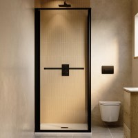 800x800mm Black In-Fold Sliding Shower Enclosure 6mm Glass - Apollo