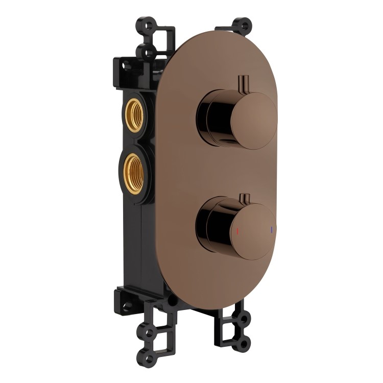 Brushed Bronze 2 Outlet Wall Mounted Thermostatic Mixer Shower Set with Hand Shower - Arissa