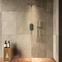 Gunmetal Grey 2 Outlet Wall Mounted Thermostatic Mixer Shower Set with Hand Shower - Arissa Gunmetal Grey 2 Outlet Wall Mounted Thermostatic Mixer Shower Set with Hand Shower - Arissa