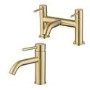 ONLY OPENED - Brushed Brass basin tap and bath filler tap pack - Arissa