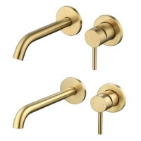 ALMOST PERFECT - Brushed brass wall mounted basin tap and wall mounted bath filler tap pack - Arissa