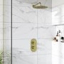 Brushed Brass 1 Outlet Wall Mounted Thermostatic Mixer Shower Set - Arissa