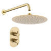Brushed Brass Single Outlet Wall Mounted Thermostatic Mixer Shower - Arissa