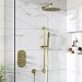 Brushed Brass Dual Outlet Wall Mounted Thermostatic Mixer Shower Set with Hand Shower - Arissa
