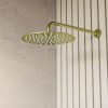 Brushed Brass Dual Outlet Wall Mounted Thermostatic Mixer Shower with Hand Shower - Arissa