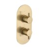 Brushed Brass Dual Outlet Wall Mounted Thermostatic Mixer Shower with Hand Shower - Arissa